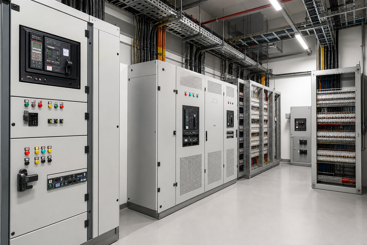 Commercial electrical panel systems and switchgear installation